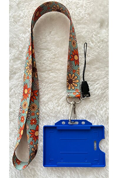 Staffy Çiçek Temalı Boyun Askı İpi ve Kartlık