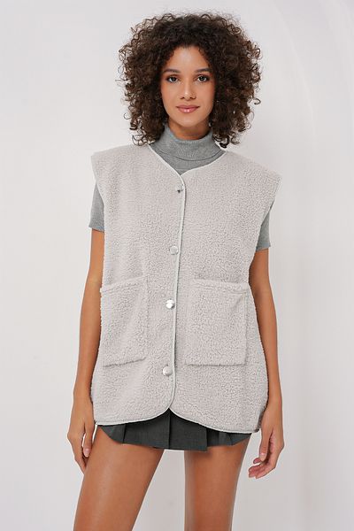 Bigdart 6803 Plush Vest with Pockets - Gray