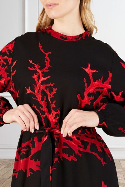 Ferace Φόρεμα Hijab από βισκόζη με γιακά μεγάλου μεγέθους - Υφασμάτινο πλισέ και πλισέ