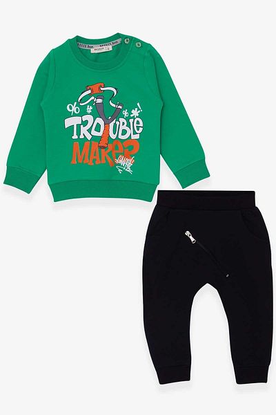 Breeze Baby Boy Tracksuit Set - Sling Printed, Green, 9 Months-3 Years