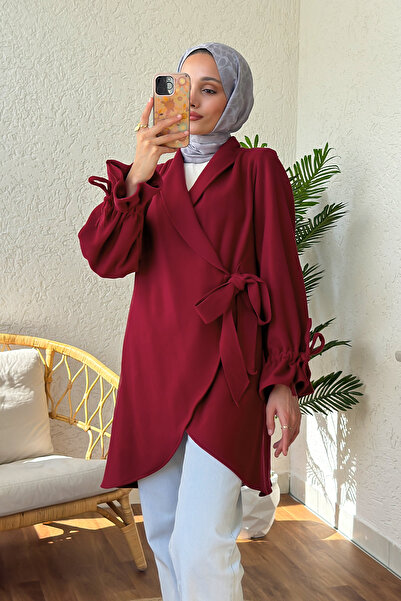 Salih Çelebi 2158 Gathered Handle Stamped Cap - Claret Red