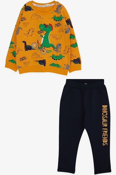 Breeze Baby Boy Tracksuit Set Dinosaur Printed 9 Months-3 Years, Mustard Yellow