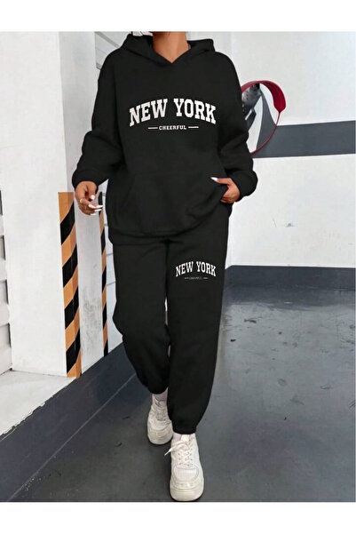WOODROFFE Γυναικεία αθλητική φόρμα New York Printed - Crew Neck, Hoodie, Over...