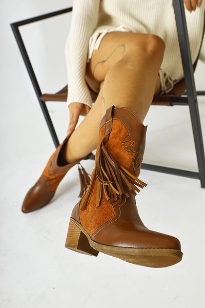 Limoya Dámské westernové boty Pandorak Tan Suede s detailním střapcem se špičatou špičkou, dámská bota