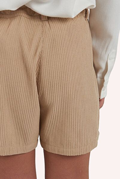 Panço Kız Çocuk Fitilli Bej Şort Etek