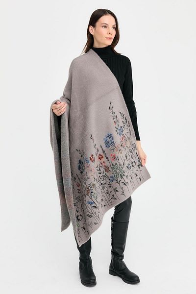 Desen Triko Şal de tricotaj pentru femei cu model de flori sălbatice - cu margine, model 11