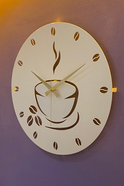 Coffe Model Metal Laser Cutting Mite Silent Mechanism Wall Clock (40*40 cm)