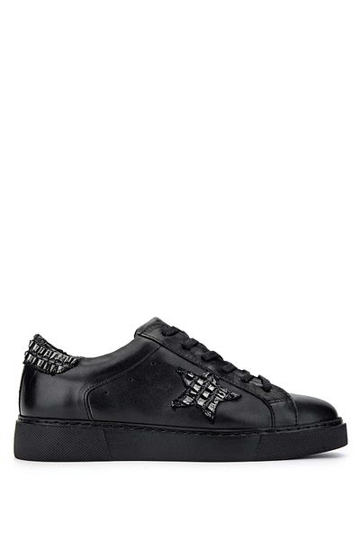 Tamer Tanca Women's Genuine Leather Black Leather Sneakers & Sports Shoes