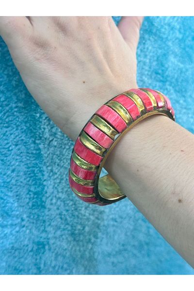 Gönülden Tasarım Sedef Coating Authentic Women's Indian Bracelet Diameter 7 cm