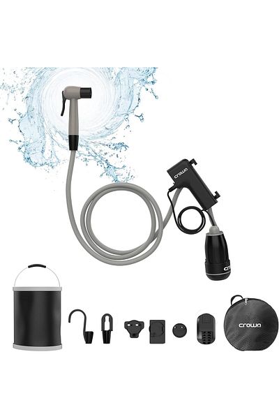 CROWNLINE Portable Bidet, 8L Foldable Bucket, Rechargeable 10,000mAh Battery, High-Pressure Water Fl