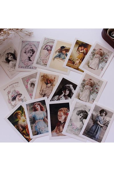 akcepazar 16 Pieces Vintage Old Pictures 5X7 cm Coated Print