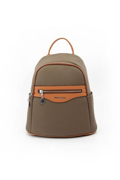 Silver Polo Ασημί & Polo Khaki - A.Taba SP1161 Γυναικείο σακίδιο πλάτης