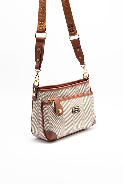 Silver Polo Γυναικεία τσάντα χιαστί Silver & Polo Beige - Tan SP1160
