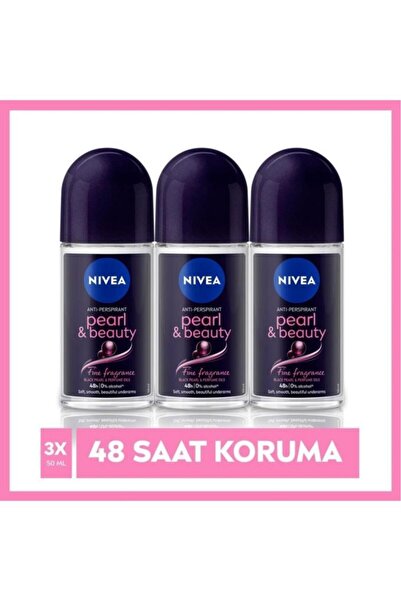 NIVEA Kadın Roll On Deodorant Pearl&beauty Fine Fragrance,48 Saat Anti-perspirant Koruma 50ml X3 Ad