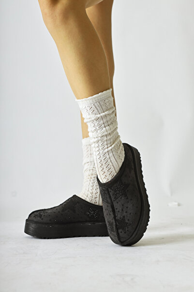 Limoya Sterin Bej Süet Parlak Yıldız Detaylı Içi Kürklü Kısa Kadın Bot, Kadın Bootie Fırsat Ürünü