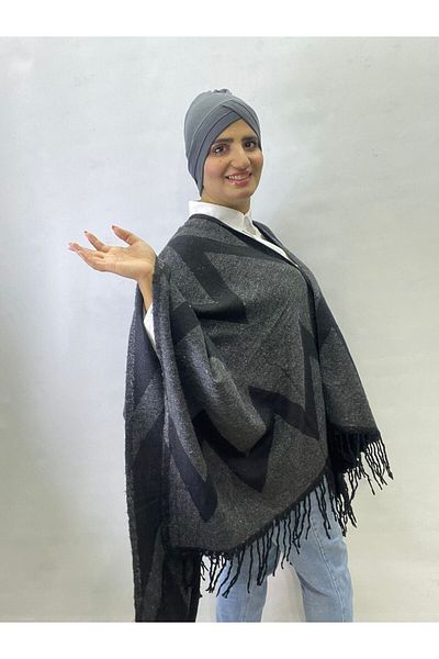 ALDAİR Winter Double Sided Women's Poncho Shoulder