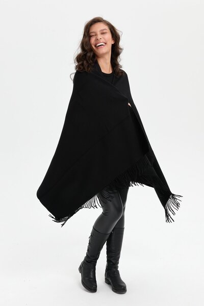 Desen Triko Μαύρο φλοράλ κεντημένο γυναικείο σάλι