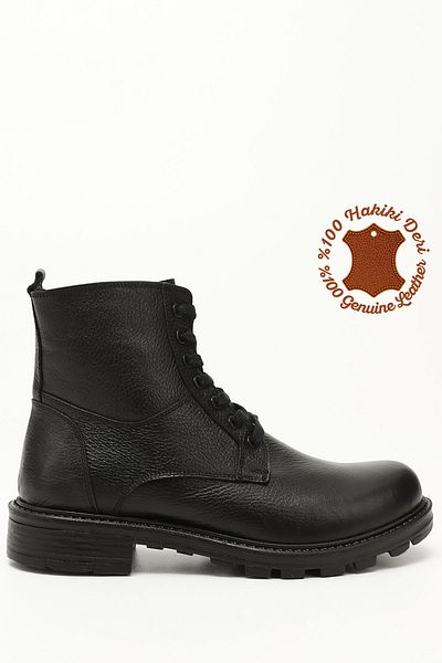 GÖNDERİ(R) Men's Black Zippered Genuine Leather Boots