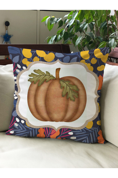Evmila Husă de pernă din catifea 43x43 cu tema de toamnă