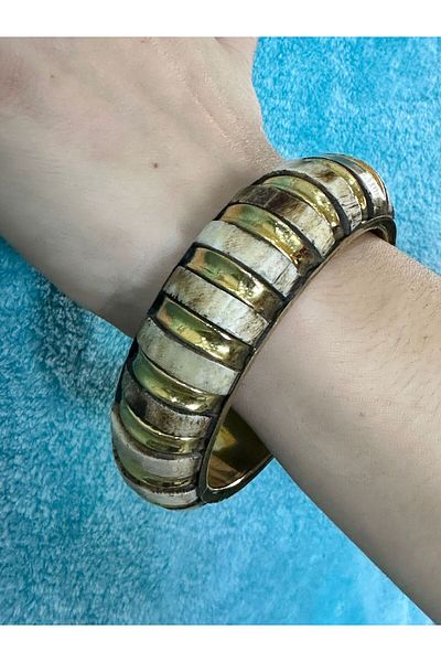 Gönülden Tasarım Sedef Coating Authentic Women's Indian Bracelet Diameter 7 cm