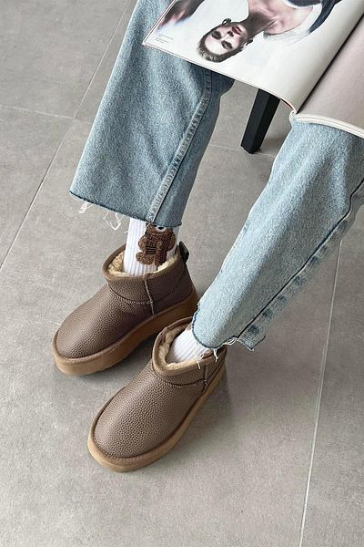 STRASWANS Tommo Women's - Mink Leather, Furry Inner Surface, Thick Sole Ankle Boots