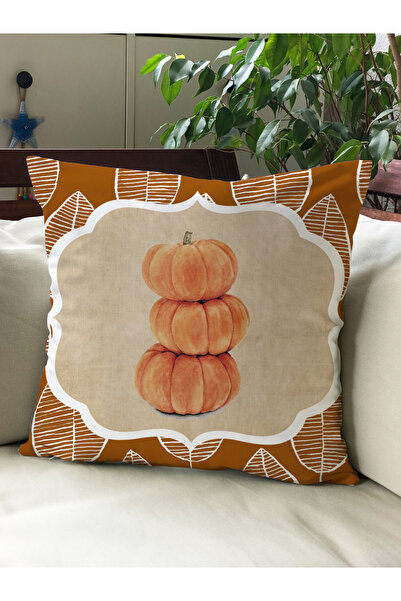 Evmila Husă de pernă din catifea 43x43 cu tema de toamnă
