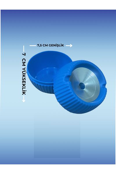 Enginar Tavă de scrumiere din plastic albastru ignifug - interior metalic, fără miros, 2 buc
