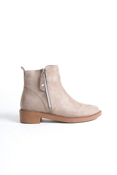 marinarosse Γυναικεία Victor Beige Suede με φερμουάρ Λεπτομερή κοντά μποτάκια