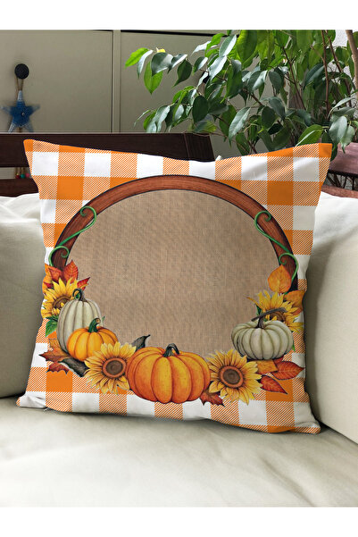 Evmila Husă de pernă din catifea 43x43 cu tema de toamnă