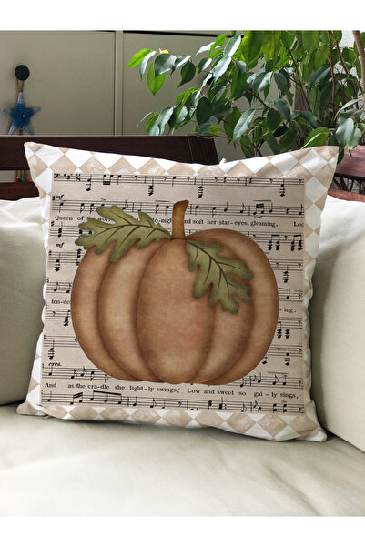 Evmila Husă de pernă din catifea 43x43 cu tema de toamnă