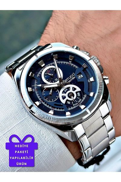 Ferrucci Stylish Design Calendary Silver Color Steel Band Men's Wristwatch