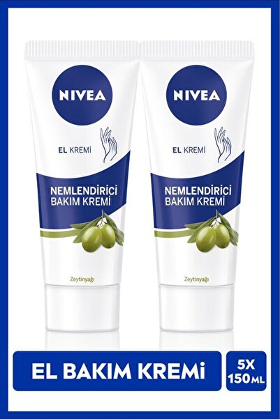 NIVEA Zeytinyağlı Nemlendirici El Bakım Kremi 75ml, Yağlı Ve Yapışkan His Bırakmaz, Yumuşak Cilt, X2 Adet