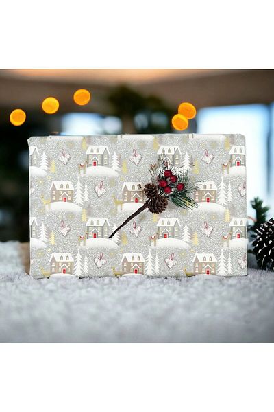 roco paper New Year's Flower Kokina - Artificial Pine Cones, Snowy New Year's Ornament, 15 cm - 1 Piece