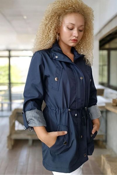 yagmurberen Intermediate Bonded Kumash - Women's Trench Coat with Foldable Sleeves and Hood