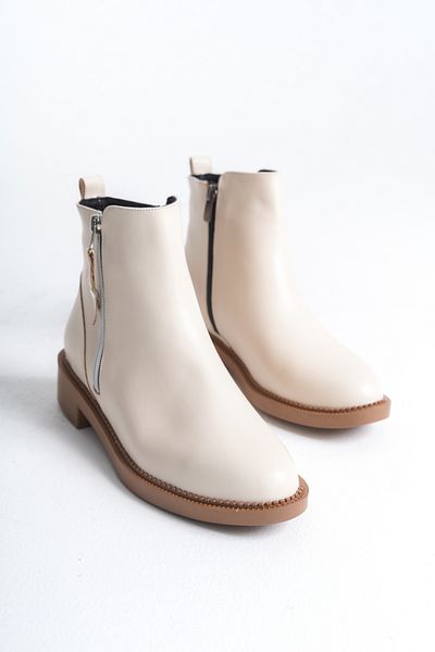marinarosse Γυναικεία κοντό μποτάκια Victor Beige με φερμουάρ