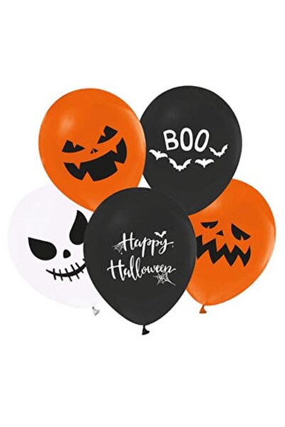 Parti dolabı 50Pcs Halloween Pumpkin Boo Printed Balloon Halloween Party Ball...
