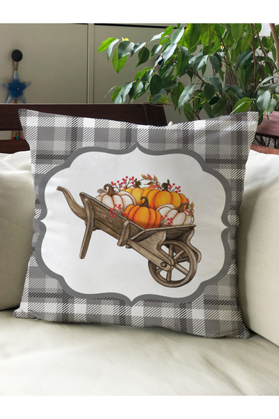 Evmila Husă de pernă din catifea 43x43 cu tema de toamnă