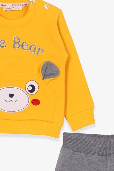 Breeze 9-3 Years Old Baby Boy Tracksuit Set - Teddy Bear and Embroidered, Yellow