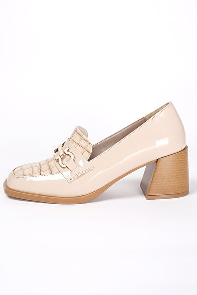 Liza Shoes Odette Kadın Tokalı Kroko Topuklu Loafer A014-K303