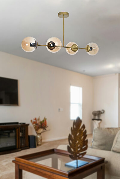 Modavize Roma Modern Tasarım Salon Mutfak Yatak Yemek Odası Eskitme Renk Bal Camlı 4 Lü Avize