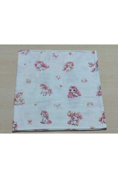 Alpıno Newborn Blanket - 100% Cotton Muslin Covered Baby Blanket 85X85 cm (Digital Print)