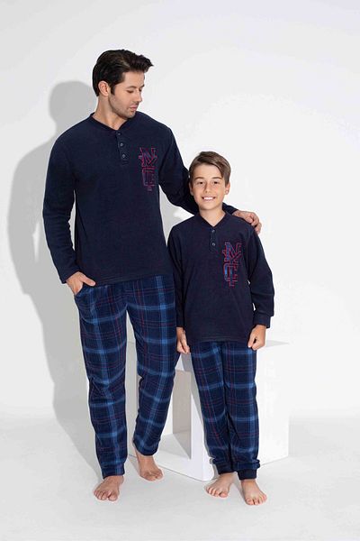 MEBA Σετ Πιτζάμες Ανδρικές και Παιδικές - Fleece Wellsoft Forward Value με δύο κουμπιά