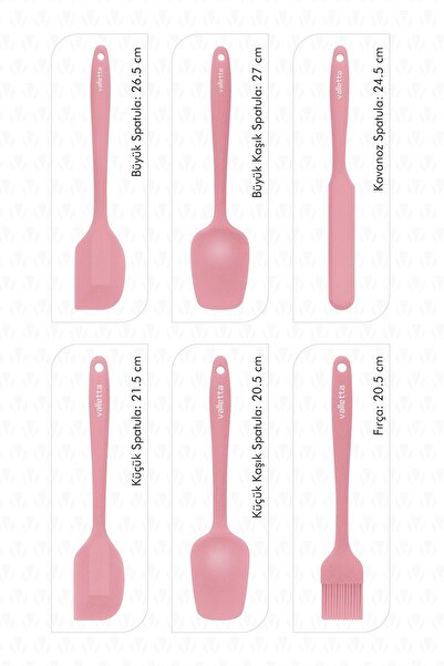 valletta Drongo Heat Resistant Fireproof Non-Stick Silicone Spatula Set 6 Pieces Pink