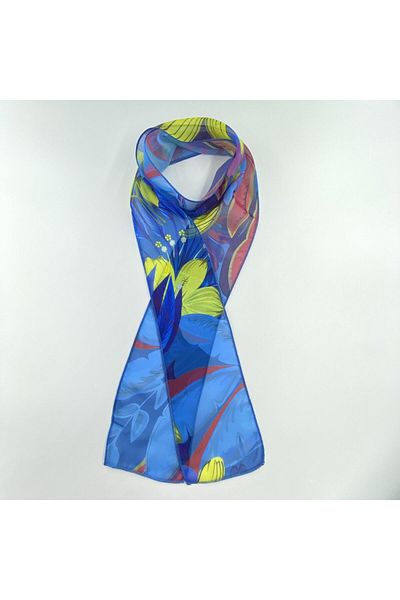 Tedz Collection PAREDORA Tropical Patterned Yellow Blue Hippie Scarf