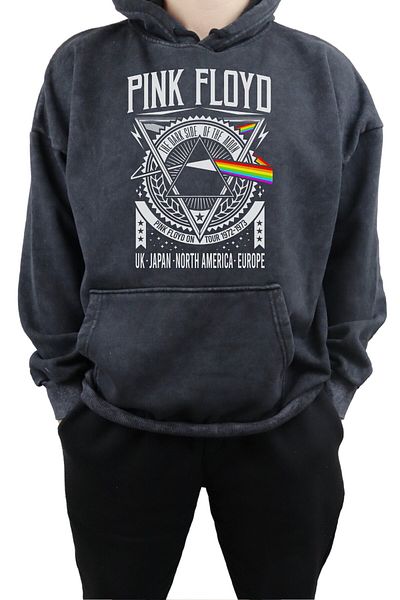 Fuddy Moda Hanorac unisex cu glugă cu imprimeu Pink Floyd, lavabil, hanorac vintage oversize cu imprimeu Rock Band