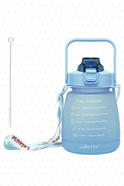 valletta Lusca Bpa Free Motivational Water Bottle 1.3 Lt Blue Water Bottle, Water Bottle, Water Bottle