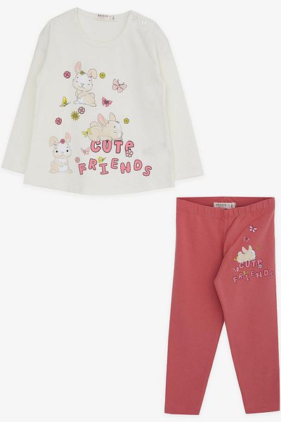 Breeze Baby Girl Tights Set Rabbit Printed 9 Months-3 Years, Ecru