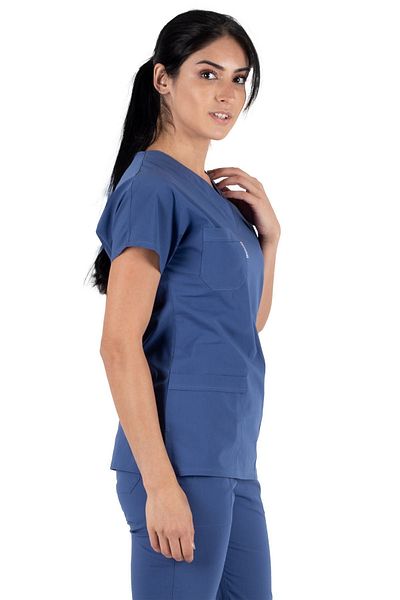 Alsancak Üniforma Storm Blue Lycra Λεπτό Ύφασμα Scrubs Doctor Jersey and Nurse Jersey χειρουργική στολή με νυχτερίδα