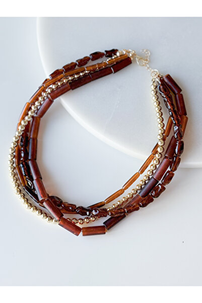 CHARMLUCKY Brown-Gold 4-Piece Necklace