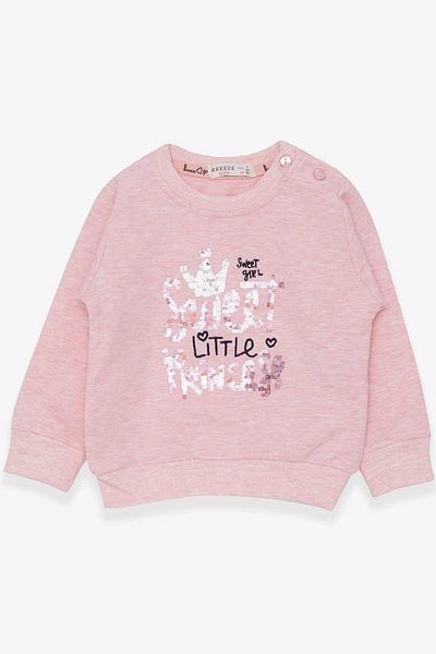 Breeze Girl's Sweatshirt Embroidered Sequin 1-4 Years, Salmon Melange
